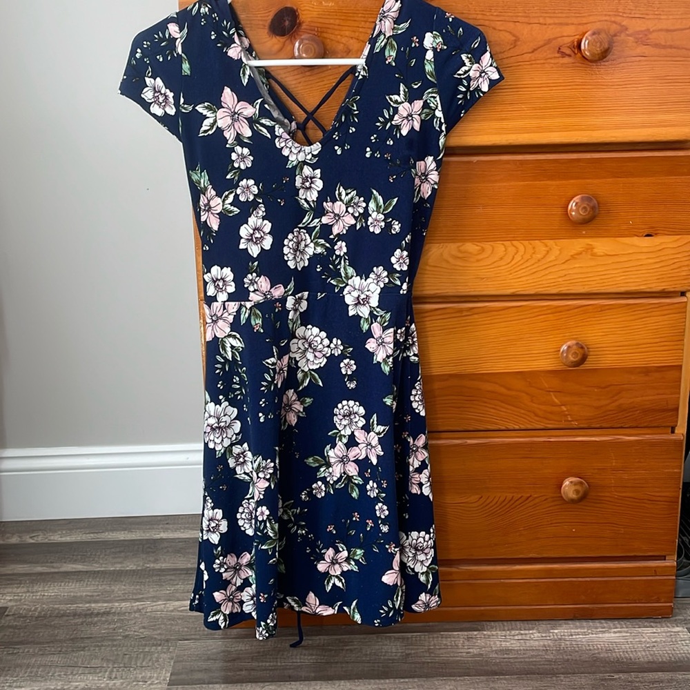 Aeropostale Navy Blue Flowered Dress